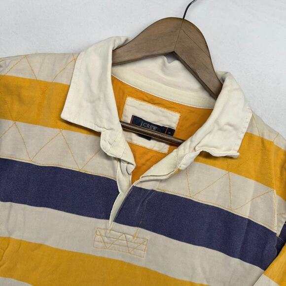 Vintage J Crew Rugby Shirt mens Small Blue Yellow Colorblock Collared Preppy 90s - Picture 3 of 13